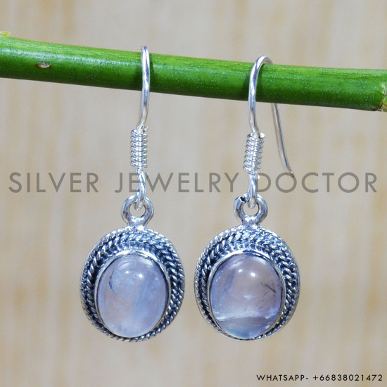 Rainbow Moonstone 925 Sterling Silver Earrings (SJWE-650)