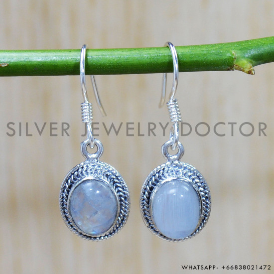 Rainbow Moonstone 925 Sterling Silver Earrings (SJWE-651) Rainbow Moonstone 925 Sterling Silver Earrings (SJWE-651)