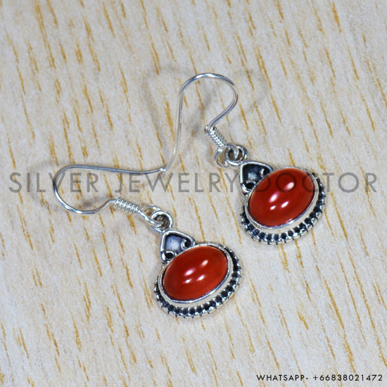 Carnelian 925 Sterling Silver Earrings (SJWE-655) Carnelian 925 Sterling Silver Earrings (SJWE-655)