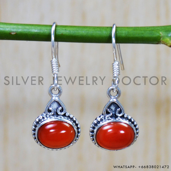 Carnelian 925 Sterling Silver Earrings (SJWE-655) Carnelian 925 Sterling Silver Earrings (SJWE-655)