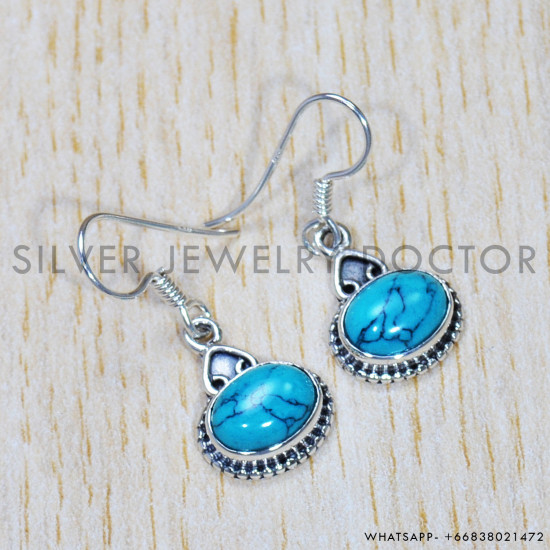 Turquoise 925 Sterling Silver Earrings (SJWE-659)