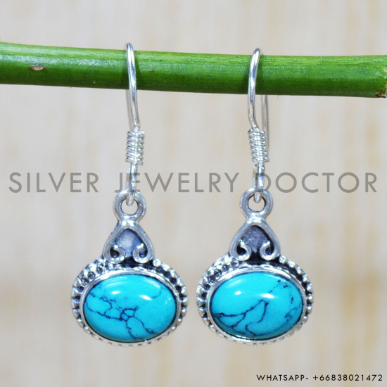 Turquoise 925 Sterling Silver Earrings (SJWE-659)