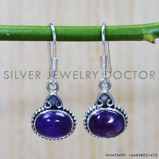 Amethyst 925 Sterling Silver Earrings (SJWE-660) Amethyst 925 Sterling Silver Earrings (SJWE-660)