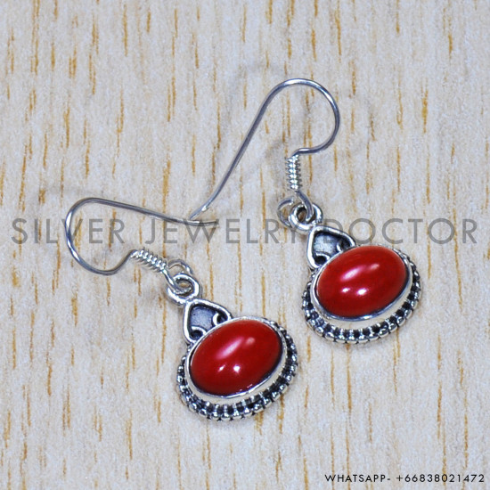 Coral 925 Sterling Silver Earrings (SJWE-661) Coral 925 Sterling Silver Earrings (SJWE-661)