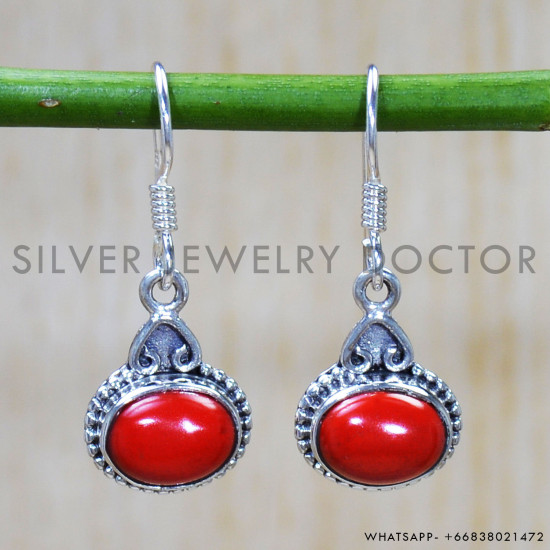 Coral 925 Sterling Silver Earrings (SJWE-661) Coral 925 Sterling Silver Earrings (SJWE-661)