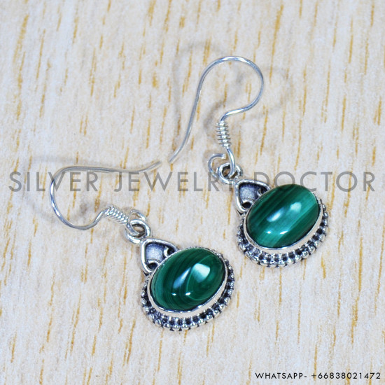 Malachite 925 Sterling Silver Earrings (SJWE-665) Malachite 925 Sterling Silver Earrings (SJWE-665)