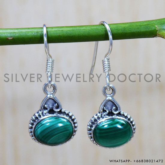 Malachite 925 Sterling Silver Earrings (SJWE-665) Malachite 925 Sterling Silver Earrings (SJWE-665)