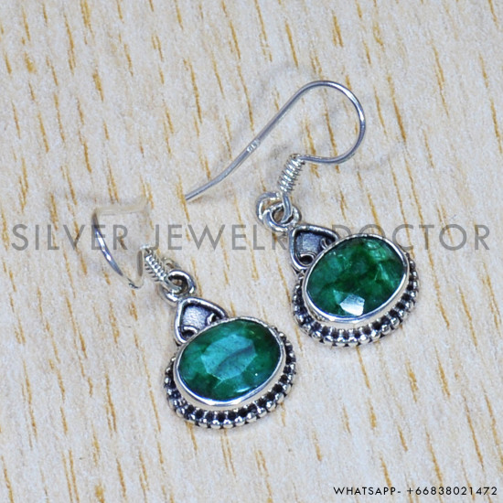 Emerald 925 Sterling Silver Earrings (SJWE-666) Emerald 925 Sterling Silver Earrings (SJWE-666)