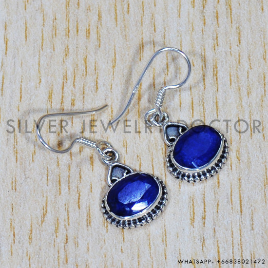 Sapphire 925 Sterling Silver Earrings (SJWE-667) Sapphire 925 Sterling Silver Earrings (SJWE-667)