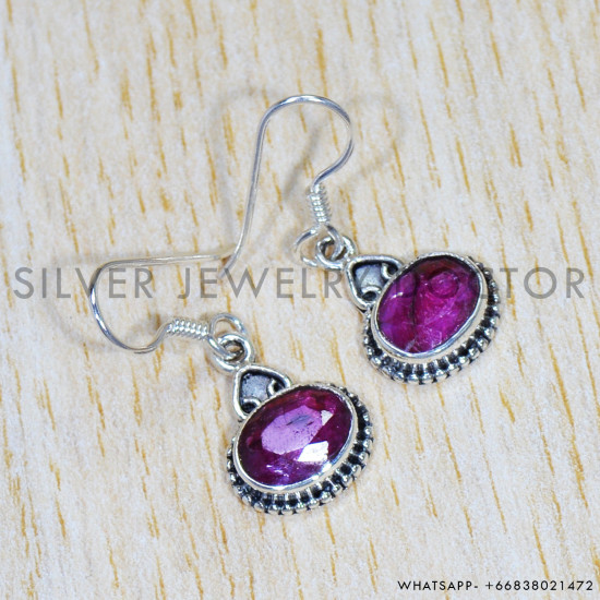 Ruby 925 Sterling Silver Earrings (SJWE-668) Ruby 925 Sterling Silver Earrings (SJWE-668)