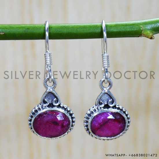 Ruby 925 Sterling Silver Earrings (SJWE-668) Ruby 925 Sterling Silver Earrings (SJWE-668)