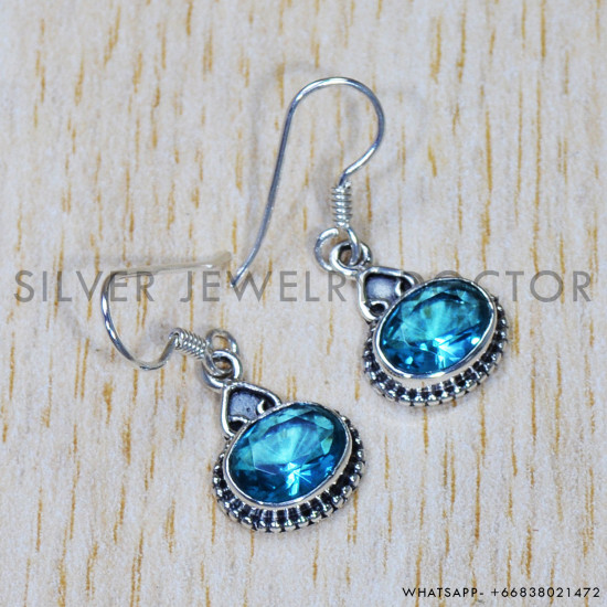 Blue Topaz 925 Sterling Silver Earrings (SJWE-669) Blue Topaz 925 Sterling Silver Earrings (SJWE-669)