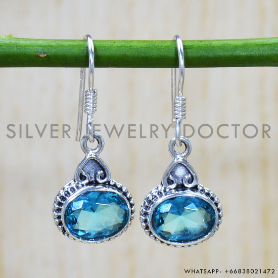 Blue Topaz 925 Sterling Silver Earrings (SJWE-669) Blue Topaz 925 Sterling Silver Earrings (SJWE-669)