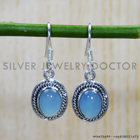 Chalcedony 925 Sterling Silver Earrings (SJWE-671) Chalcedony 925 Sterling Silver Earrings (SJWE-671)