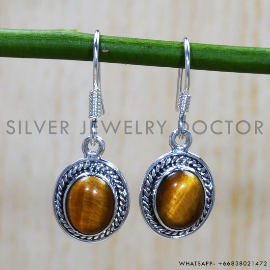 Tiger Eye 925 Sterling Silver Earrings (SJWE-672) Tiger Eye 925 Sterling Silver Earrings (SJWE-672)
