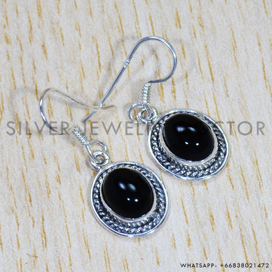 Black Onyx 925 Sterling Silver Earrings (SJWE-673) Black Onyx 925 Sterling Silver Earrings (SJWE-673)
