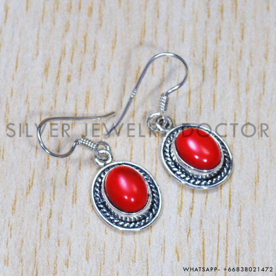 Coral 925 Sterling Silver Earrings (SJWE-676) Coral 925 Sterling Silver Earrings (SJWE-676)