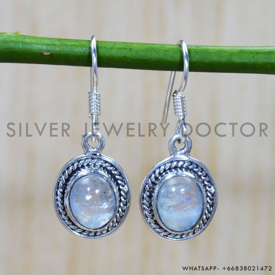 Rainbow Moonstone 925 Sterling Silver Earrings (SJWE-677) Rainbow Moonstone 925 Sterling Silver Earrings (SJWE-677)