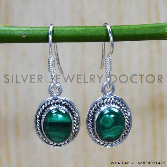 Malachite 925 Sterling Silver Earrings (SJWE-678) Malachite 925 Sterling Silver Earrings (SJWE-678)