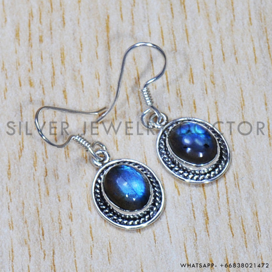 Labradorite 925 Sterling Silver Earrings (SJWE-679)