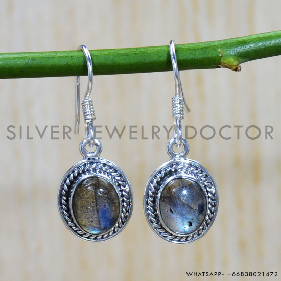 Labradorite 925 Sterling Silver Earrings (SJWE-679)