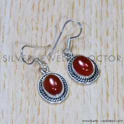 Carnelian 925 Sterling Silver Earrings (SJWE-682)