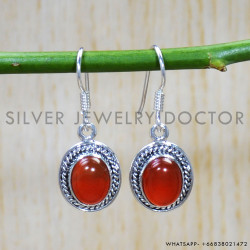 Carnelian 925 Sterling Silver Earrings (SJWE-682)