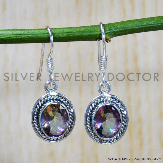 Mystic Topaz 925 Sterling Silver Earrings (SJWE-684) Mystic Topaz 925 Sterling Silver Earrings (SJWE-684)