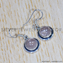 Rose Quartz 925 Sterling Silver Earrings (SJWE-687)