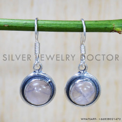 Rose Quartz 925 Sterling Silver Earrings (SJWE-687)