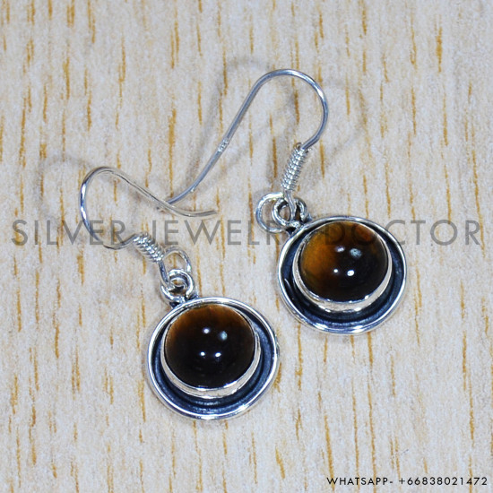 Tiger Eye 925 Sterling Silver Earrings (SJWE-688) Tiger Eye 925 Sterling Silver Earrings (SJWE-688)
