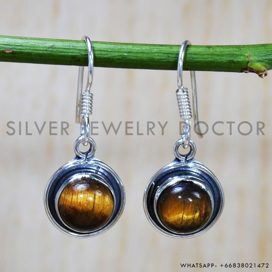 Tiger Eye 925 Sterling Silver Earrings (SJWE-688) Tiger Eye 925 Sterling Silver Earrings (SJWE-688)