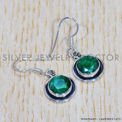 Emerald 925 Sterling Silver Earrings (SJWE-694)
