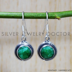 Emerald 925 Sterling Silver Earrings (SJWE-694)