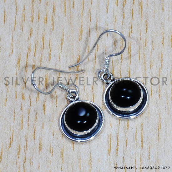 Black Onyx 925 Sterling Silver Earrings (SJWE-696) Black Onyx 925 Sterling Silver Earrings (SJWE-696)