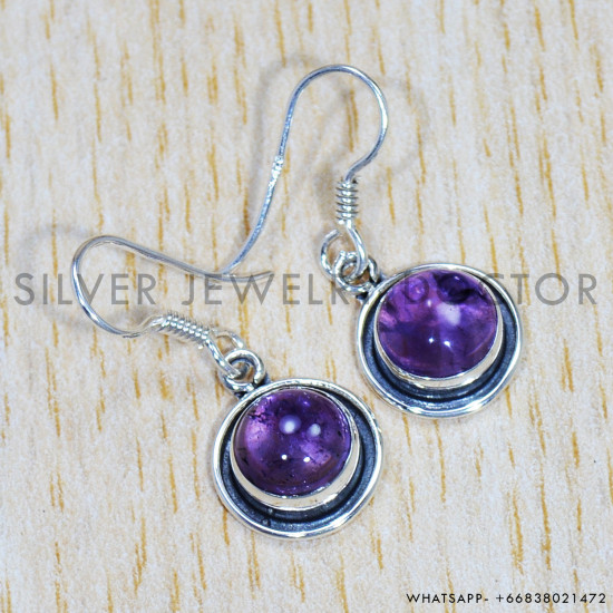 Amethyst 925 Sterling Silver Earrings (SJWE-697) Amethyst 925 Sterling Silver Earrings (SJWE-697)