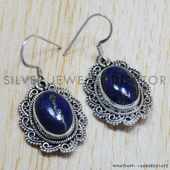 Lapis Lazuli 925 Sterling Silver Earrings (SJWE-7) Lapis Lazuli 925 Sterling Silver Earrings (SJWE-7)