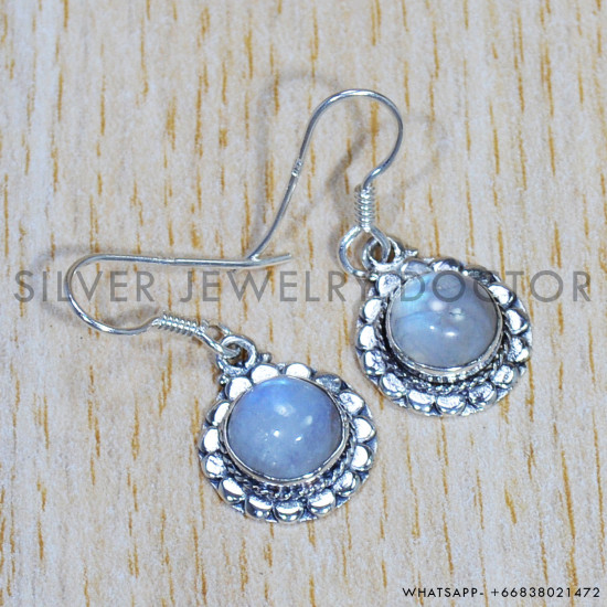 Rainbow Moonstone 925 Sterling Silver Earrings (SJWE-703) Rainbow Moonstone 925 Sterling Silver Earrings (SJWE-703)