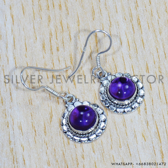 Amethyst 925 Sterling Silver Earrings (SJWE-705) Amethyst 925 Sterling Silver Earrings (SJWE-705)