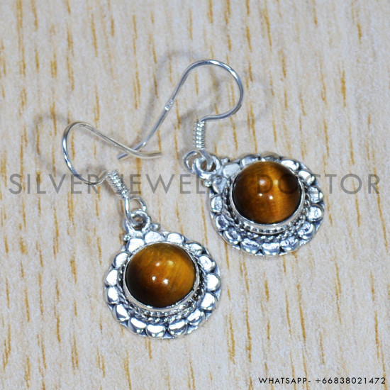 Tiger Eye 925 Sterling Silver Earrings (SJWE-708) Tiger Eye 925 Sterling Silver Earrings (SJWE-708)