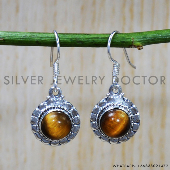 Tiger Eye 925 Sterling Silver Earrings (SJWE-708) Tiger Eye 925 Sterling Silver Earrings (SJWE-708)