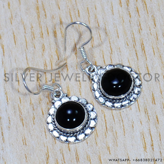 Black Onyx 925 Sterling Silver Earrings (SJWE-709) Black Onyx 925 Sterling Silver Earrings (SJWE-709)