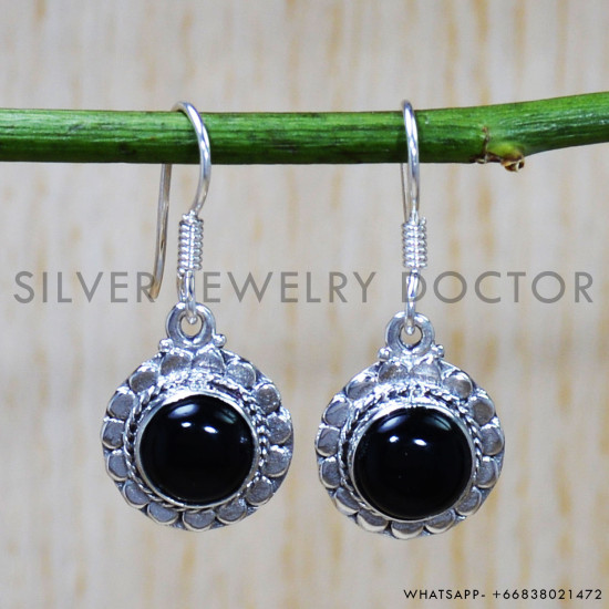 Black Onyx 925 Sterling Silver Earrings (SJWE-709) Black Onyx 925 Sterling Silver Earrings (SJWE-709)