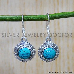 Turquoise 925 Sterling Silver Earrings (SJWE-710)