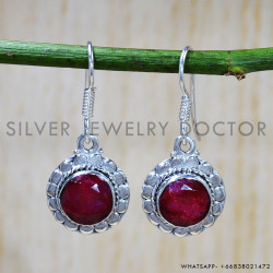 Ruby 925 Sterling Silver Earrings (SJWE-713)