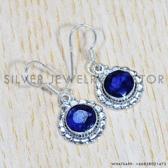Sapphire 925 Sterling Silver Earrings (SJWE-714) Sapphire 925 Sterling Silver Earrings (SJWE-714)