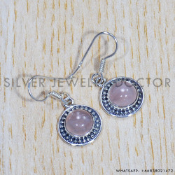 Rose Quartz 925 Sterling Silver Earrings (SJWE-719)