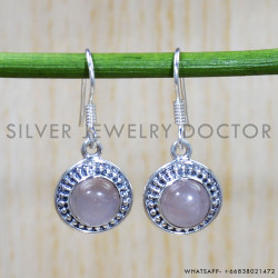 Rose Quartz 925 Sterling Silver Earrings (SJWE-719)