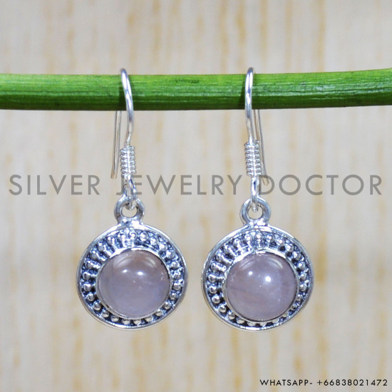 Rose Quartz 925 Sterling Silver Earrings (SJWE-719) Rose Quartz 925 Sterling Silver Earrings (SJWE-719)