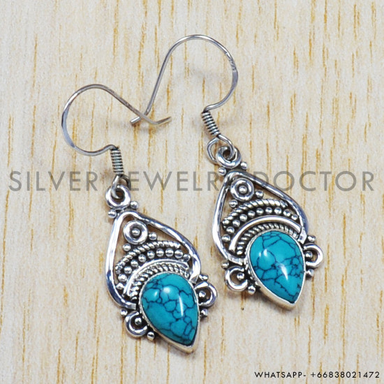Turquoise 925 Sterling Silver Earrings (SJWE-72) Turquoise 925 Sterling Silver Earrings (SJWE-72)